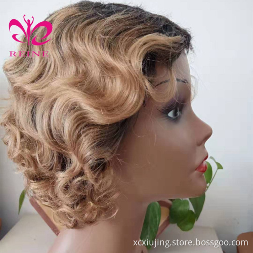 REINE New style Human Hair Pixie Cut Machine Made Wigs With Baby Hair Brazilian short Hair Wigs with New Desgin